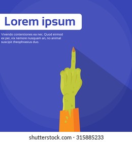Zombie Hand Point Middle Finger Up Gesture Flat Vector Illustration