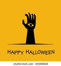 Zombie hand popup from paper, Halloween background