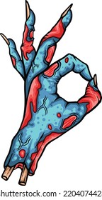 Zombie Hand pose on white background