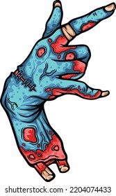 Zombie Hand pose sobre el fondo blanco