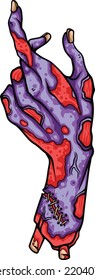 Zombie Hand pose on white background