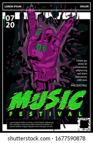 Ilustración vectorial de afiches de mano zombie