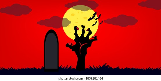 zombie hand rising from underground background 