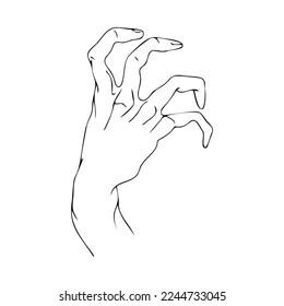 Zombie hand, scary silhouette. Halloween vector icon. Hand gestures clipart. Terrible hand.