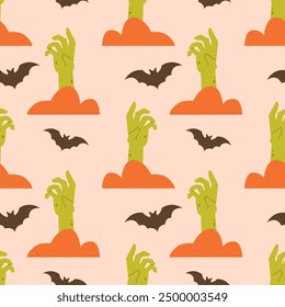 zombie hand seamless pattern. Halloween background