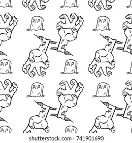zombie hand seamless pattern vector cartoon
