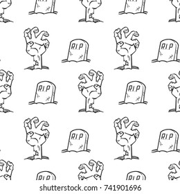 zombie hand seamless pattern vector cartoon