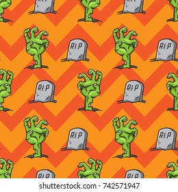 zombie hand seamless pattern vector cartoon