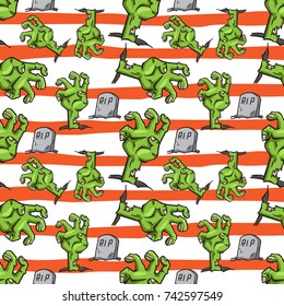 zombie hand seamless pattern vector cartoon