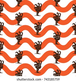 zombie hand seamless pattern vector cartoon