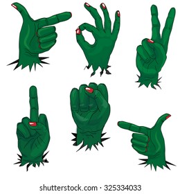 zombie hand set isolated