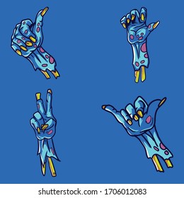 Zombie hand set pose illustration
