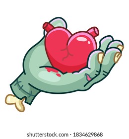 Zombie Hand. Severed zombie hands. Vector illustration in a cartoon style, isolated on white background. Elements for your Halloween. Vector illustration in flat design.