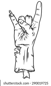 Zombie Hand Sign Black and White