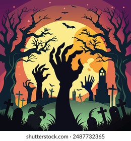 Zombie Hand Silhouette. In: Clip Art Design Vektorgrafik. Halloween Gruselgrab.