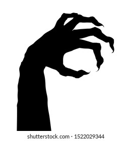 Zombie hand silhouette for halloween design. Vector illustration isolated on white background.