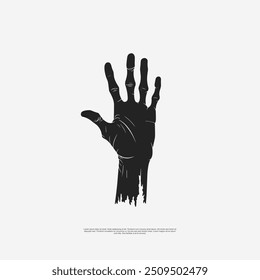 Vector de silueta de mano zombie en formato EPS10. Diseño espeluznante y detallado con dedos agarradores, perfecto para Halloween, temas de terror, impresiones de camisetas, pósters y arte digital Ideal para diseños oscuros y espeluznantes