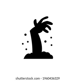 Zombie hand, silhouette, vector illustration on a white background.