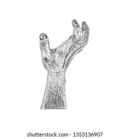 Zombie hand in sketch vector 
