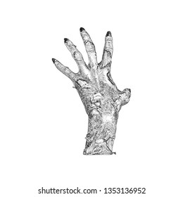 Zombie hand in sketch vector 