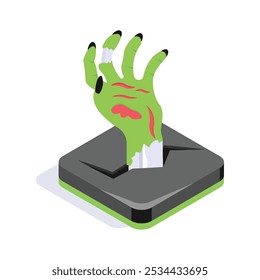 Zombie Hand, unheimliche Hand isometrischer Vektor