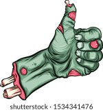 Zombie Hand Thumb Up Halloween Vector Illustration