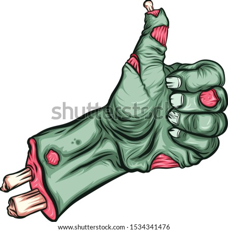 Zombie Hand Thumb Up Halloween Vector Illustration