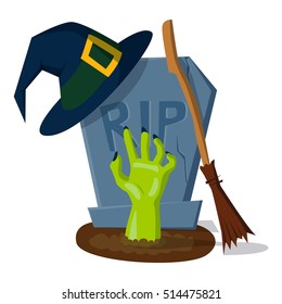 Zombie hand from tomb vector background