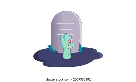 Zombie hand from underground. Halloween theme. Isolated vector image in eps format.