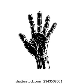 Zombie hand, various damaged and dried human limbs flat vector, Halloween party, illustrations isolated 