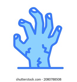 zombie hand vector blue outline icon.