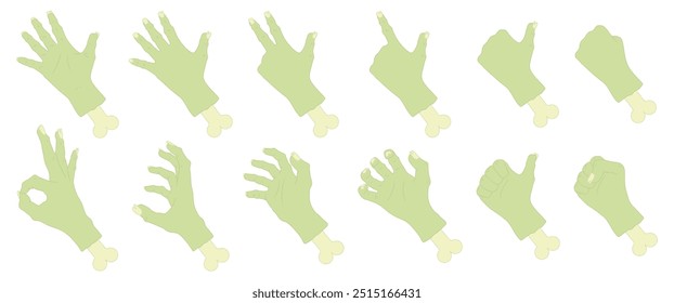 Zombie hand vector design pack with various gestures