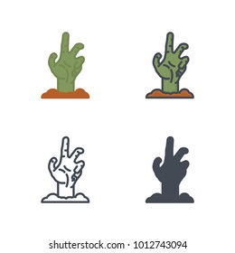 Zombie hand vector icon