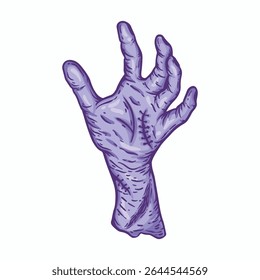 Zombie-Hand. Vektorgrafik einer Zombie-Hand, einzeln auf weißem Hintergrund.