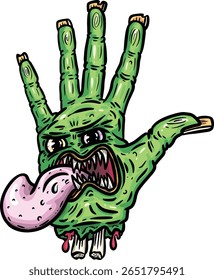 Zombie-Hand. Vektorgrafik einer Monsterhand. Cartoon-Stil.