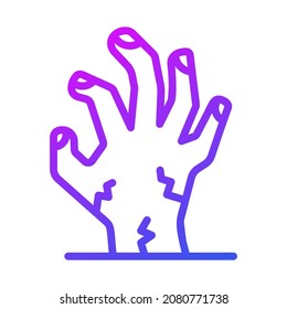 zombie hand vector outline icon.