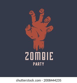Zombie hand or hand walking dead for t-shirt halloween print. Fear or horror spooky skeleton of happy halloween for design dark party