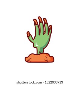zombie hand in white background vector illustration design