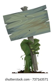 zombie hand with a wooden sign vector illustration for Halloween