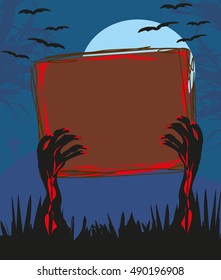 zombie hands coming out of grave card