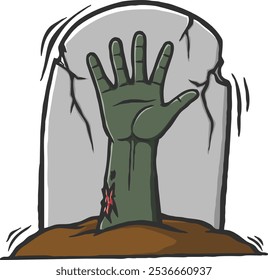 Zombie-Hände aus dem Grab, handgezeichnete Vektorgrafik