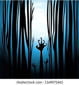 zombie hands inside the forest