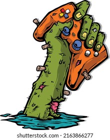 zombie hands playing game illustration