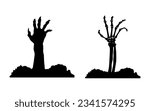 Zombie hands set. Zombie hand coming out from grave