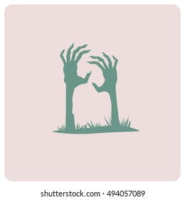 Zombie hands silhouette icon for Halloween illustration. Vector graphics.