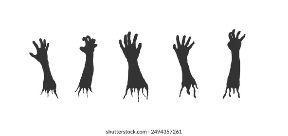 Zombie Hands Silhouettes Isolated. National seasonal holiday concept vector art