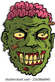 zombie head and brain illustration