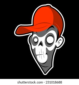 zombie head in a cap on a black background