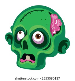 Icono aislado de dibujos animados de cabeza de zombi