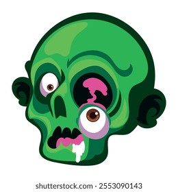 Icono aislado de dibujos animados de cabeza de zombi